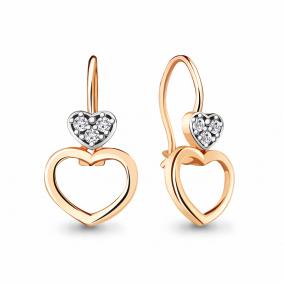 Золотые серьги AQUAMARINE 48755 с фианитом 48755 фото