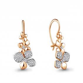 Золотые серьги AQUAMARINE 48762А с фианитом 48762А фото