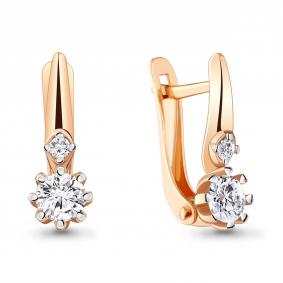 Золотые серьги AQUAMARINE 48788 с фианитом 48788 фото