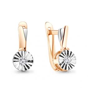 Золотые серьги AQUAMARINE 48881 с фианитом 48881 фото