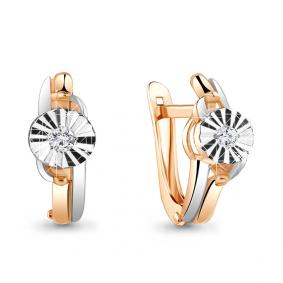 Золотые серьги AQUAMARINE 48882 с фианитом 48882 фото