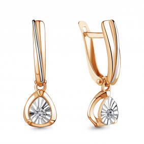 Золотые серьги AQUAMARINE 48885 с фианитом 48885 фото