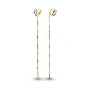 Золотые серьги AQUAMARINE 48909 с фианитом 48909 фото