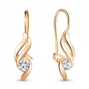 Золотые серьги AQUAMARINE 48953 с фианитом 48953 фото