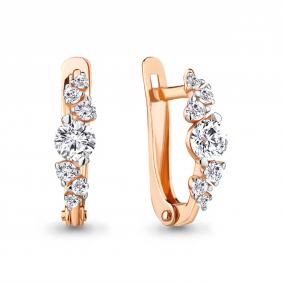 Золотые серьги AQUAMARINE 48973А с фианитом 48973А фото