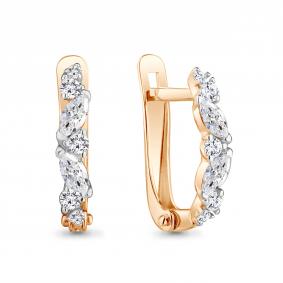Золотые серьги AQUAMARINE 48975 с фианитом 48975 фото
