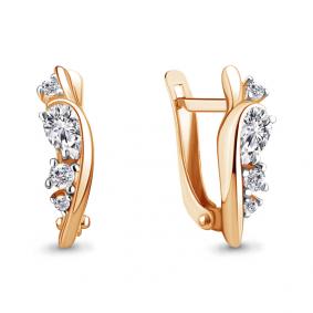 Золотые серьги AQUAMARINE 48985 с фианитом 48985 фото