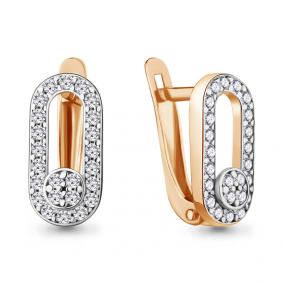Золотые серьги AQUAMARINE 49007А с фианитом 49007А фото