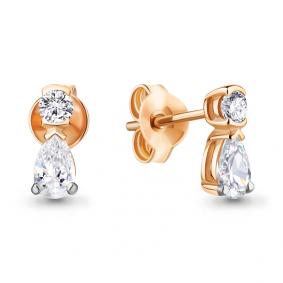 Золотые серьги AQUAMARINE 49073А с фианитом 49073А фото