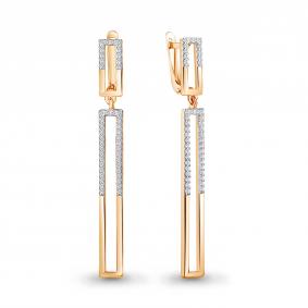 Золотые серьги AQUAMARINE 49081А с фианитом 49081А фото