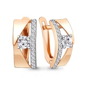 Золотые серьги AQUAMARINE 49095А с фианитом 49095А фото