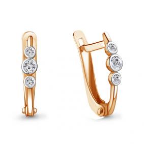 Золотые серьги AQUAMARINE 49103А с фианитом 49103А фото