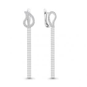 Золотые серьги AQUAMARINE 49113А с фианитом 49113А фото