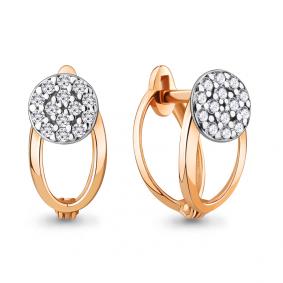 Золотые серьги AQUAMARINE 49159А с фианитом 49159А фото