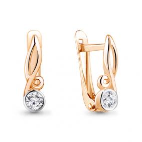 Золотые серьги AQUAMARINE 49160А с фианитом 49160А фото