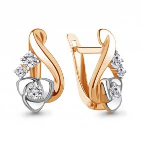 Золотые серьги AQUAMARINE 49166 с фианитом 49166 фото