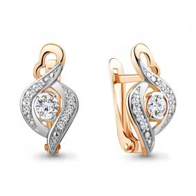 Золотые серьги AQUAMARINE 49179А с фианитом 49179А фото