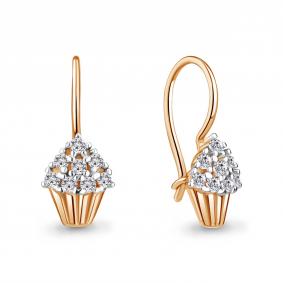 Золотые серьги AQUAMARINE 49204А с фианитом 49204А фото