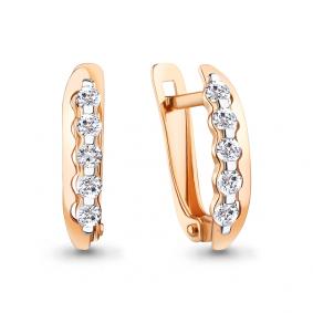 Золотые серьги AQUAMARINE 49231 с фианитом 49231 фото