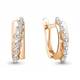 Золотые серьги AQUAMARINE 49232 с фианитом 49232 фото