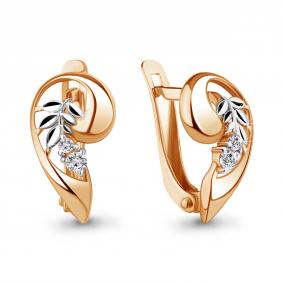 Золотые серьги AQUAMARINE 49235 с фианитом 49235 фото