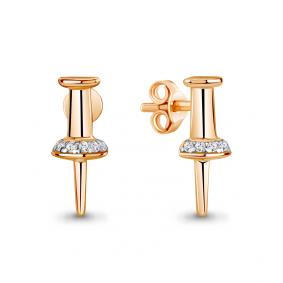 Золотые серьги AQUAMARINE 49334А с фианитом 49334А фото