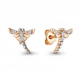 Золотые серьги AQUAMARINE 49386 с фианитом 49386 фото