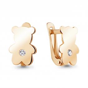 Золотые серьги AQUAMARINE 49410А с фианитом 49410А фото