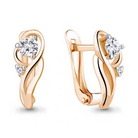 Золотые серьги AQUAMARINE 49413 с фианитом 49413 фото