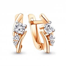 Золотые серьги AQUAMARINE 49415 с фианитом 49415 фото