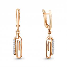 Золотые серьги AQUAMARINE 49474А с фианитом 49474А фото