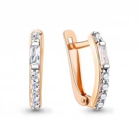 Золотые серьги AQUAMARINE 49811А с фианитом 49811А фото