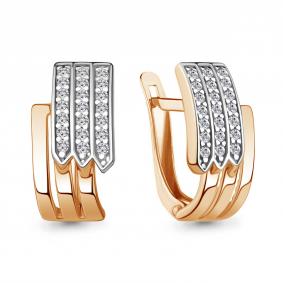 Золотые серьги AQUAMARINE 49859А с фианитом 49859А фото