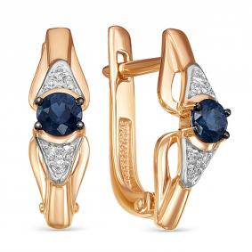 Золотые серьги RoseGrace 5-3069-103-2К-Сап с бриллиантом и сапфиром 5-3069-103-2К-Сап фото