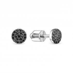 Серьги из белого золота RoseGrace 5-5355-106-2Б-Чбр с чёрным бриллиантом 5-5355-106-2Б-Чбр фото