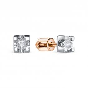 Золотые серьги RoseGrace 5-5901-103И2-2К с бриллиантом 5-5901-103И2-2К фото