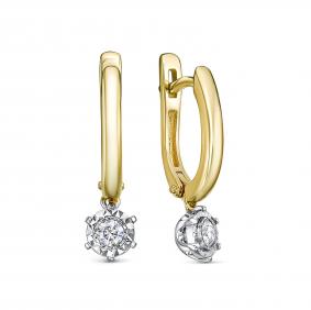 Серьги из лимонного золота RoseGrace 5-5917-103И2-2Ж с бриллиантом 5-5917-103И2-2Ж фото