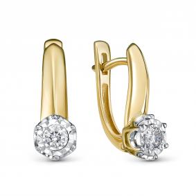 Серьги из лимонного золота RoseGrace 5-5923-103И2-2Ж с бриллиантом 5-5923-103И2-2Ж фото