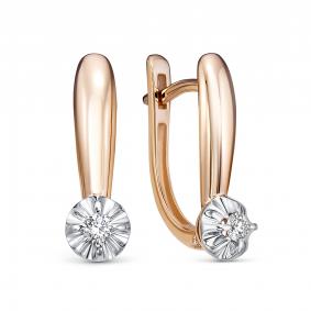 Золотые серьги RoseGrace 5-5971-103-2К с бриллиантом 5-5971-103-2К фото
