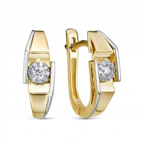 Серьги из лимонного золота RoseGrace 5-6006-103ИНВ-2Ж с бриллиантом 5-6006-103ИНВ-2Ж фото
