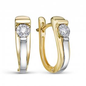 Серьги из лимонного золота RoseGrace 5-6010-103ИНВ-2Ж с бриллиантом 5-6010-103ИНВ-2Ж фото