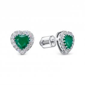 Серьги из белого золота RoseGrace 5-6456-103-2Б-Из с бриллиантом и изумрудом 5-6456-103-2Б-Из фото