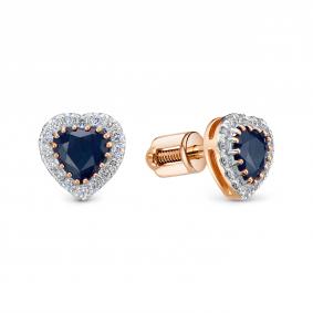 Золотые серьги RoseGrace 5-6456-103-2К-Сап с бриллиантом и сапфиром 5-6456-103-2К-Сап фото