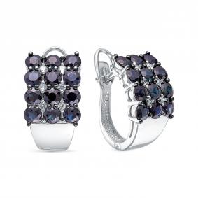 Серьги из белого золота RoseGrace 5-6567-106-2Б-Сап с бриллиантом и сапфиром 5-6567-106-2Б-Сап фото