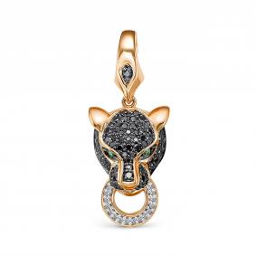 Золотая подвеска RoseGrace 5-6569/1-106-3К-ИзЧбр с бриллиантом, изумрудом и чёрным бриллиантом 5-6569/1-106-3К-ИзЧбр фото