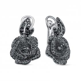 Серьги из белого золота RoseGrace 5-6575-106-2Б-Чбр с чёрным бриллиантом 5-6575-106-2Б-Чбр фото