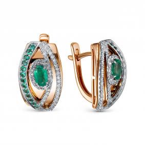 Золотые серьги RoseGrace 5-6616-103-2К-Из с бриллиантом и изумрудом 5-6616-103-2К-Из фото