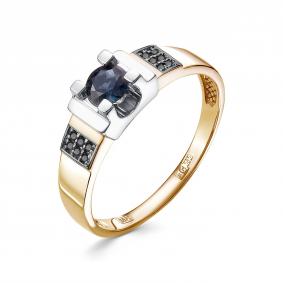 Золотое кольцо RoseGrace 5-6637-106-1К-СапЧбр с сапфиром и чёрным бриллиантом 5-6637-106-1К-СапЧбр фото