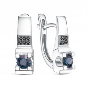Серьги из белого золота RoseGrace 5-6637-106-2Б-СапЧбр с бриллиантом и сапфиром 5-6637-106-2Б-СапЧбр фото