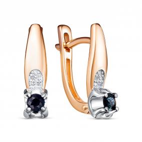 Золотые серьги RoseGrace 5-6640-106-2К-Сап с бриллиантом и сапфиром 5-6640-106-2К-Сап фото